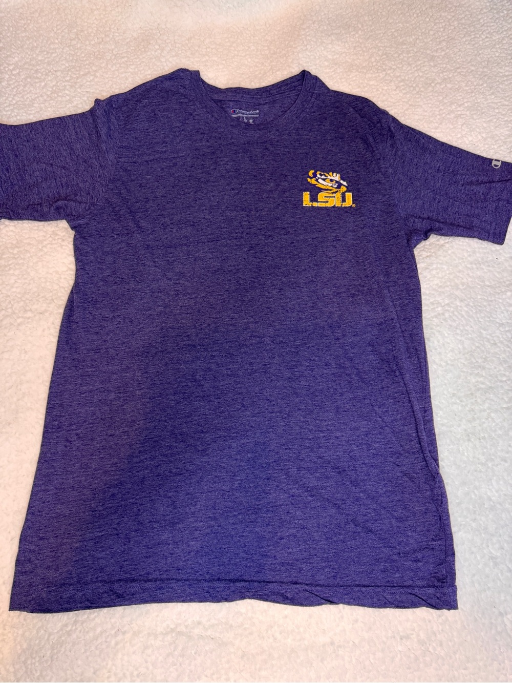 Champion Purple LSU Short Sleeve Tee with Yellow Logo
